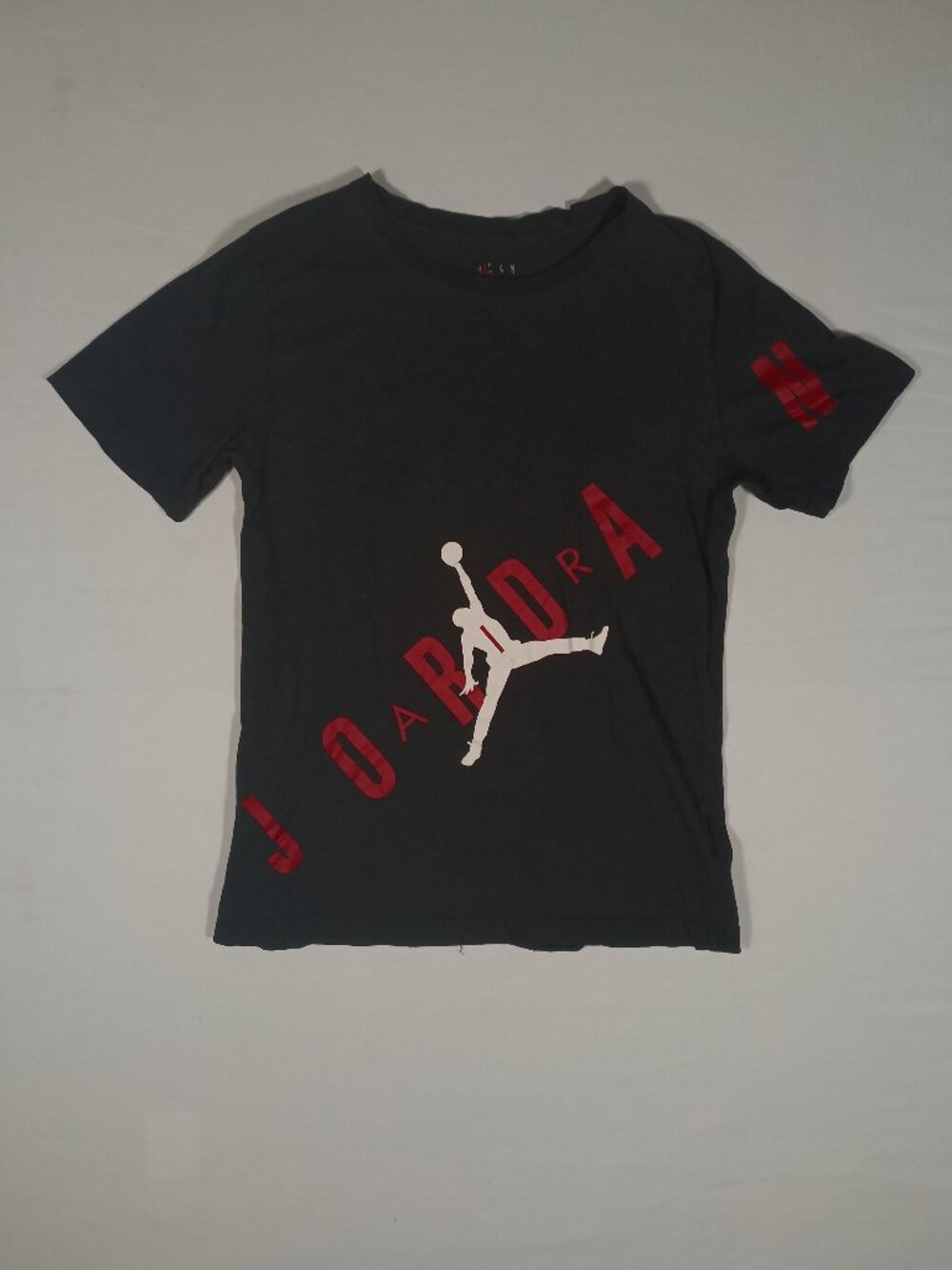 Nike Air Jordan Boys Youth Large Black Graphic Tee White Jumpman Red Logo